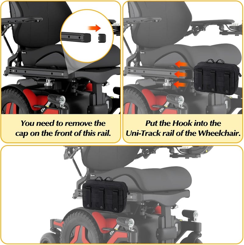 WSBXBB Wheel Chair Side Bag for Permobil Power, Removable Storage Bag for Permobil Wheelchair accessories, compatible with Uni-Track Armrest such as M300, M3, M1, F3, F5, K300 Ps - Image 3